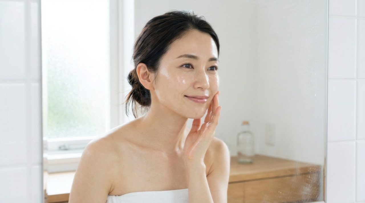 クレンジングバームを手に取る女性_大人の毛穴ケア