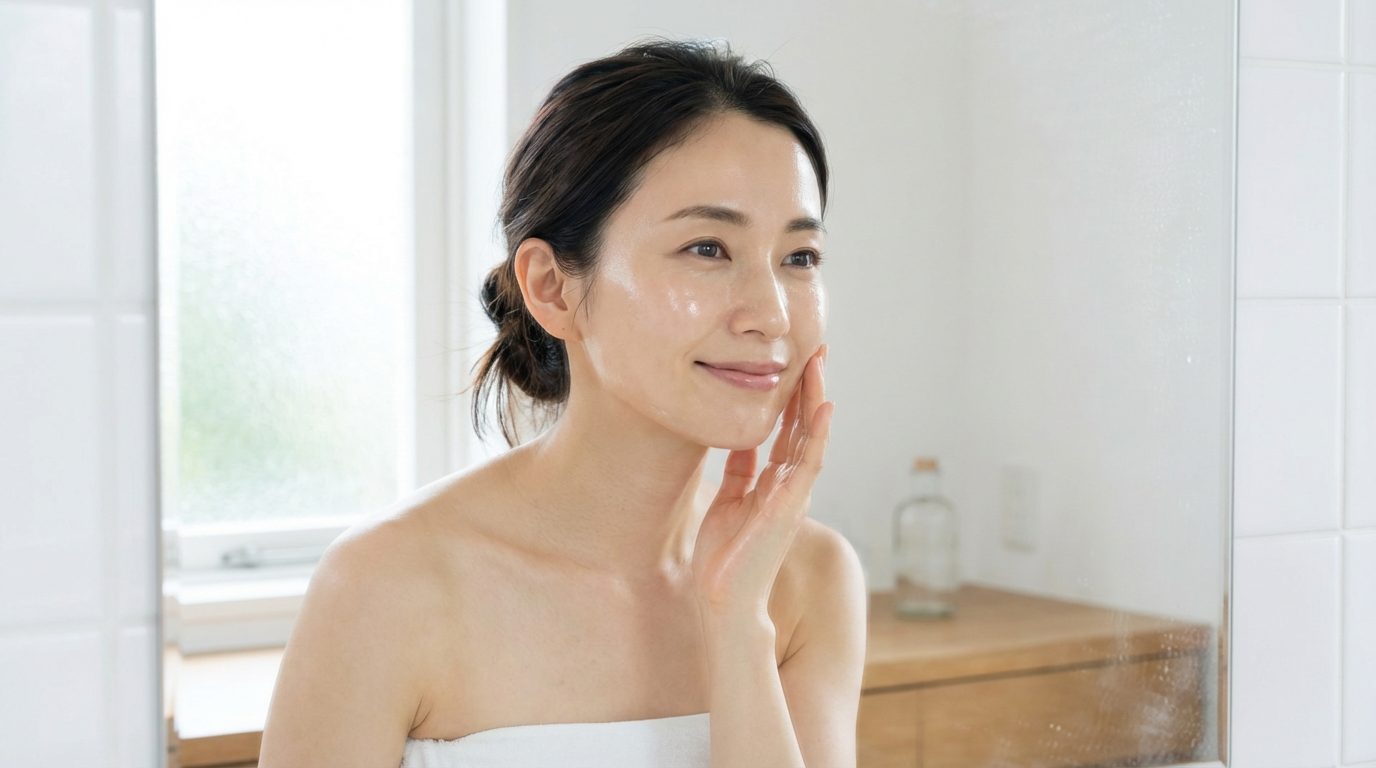 クレンジングバームを手に取る女性_大人の毛穴ケア